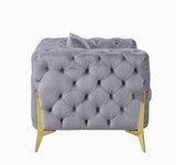 Jelanea - Chair - Gray Velvet & Gold Finish - 30"