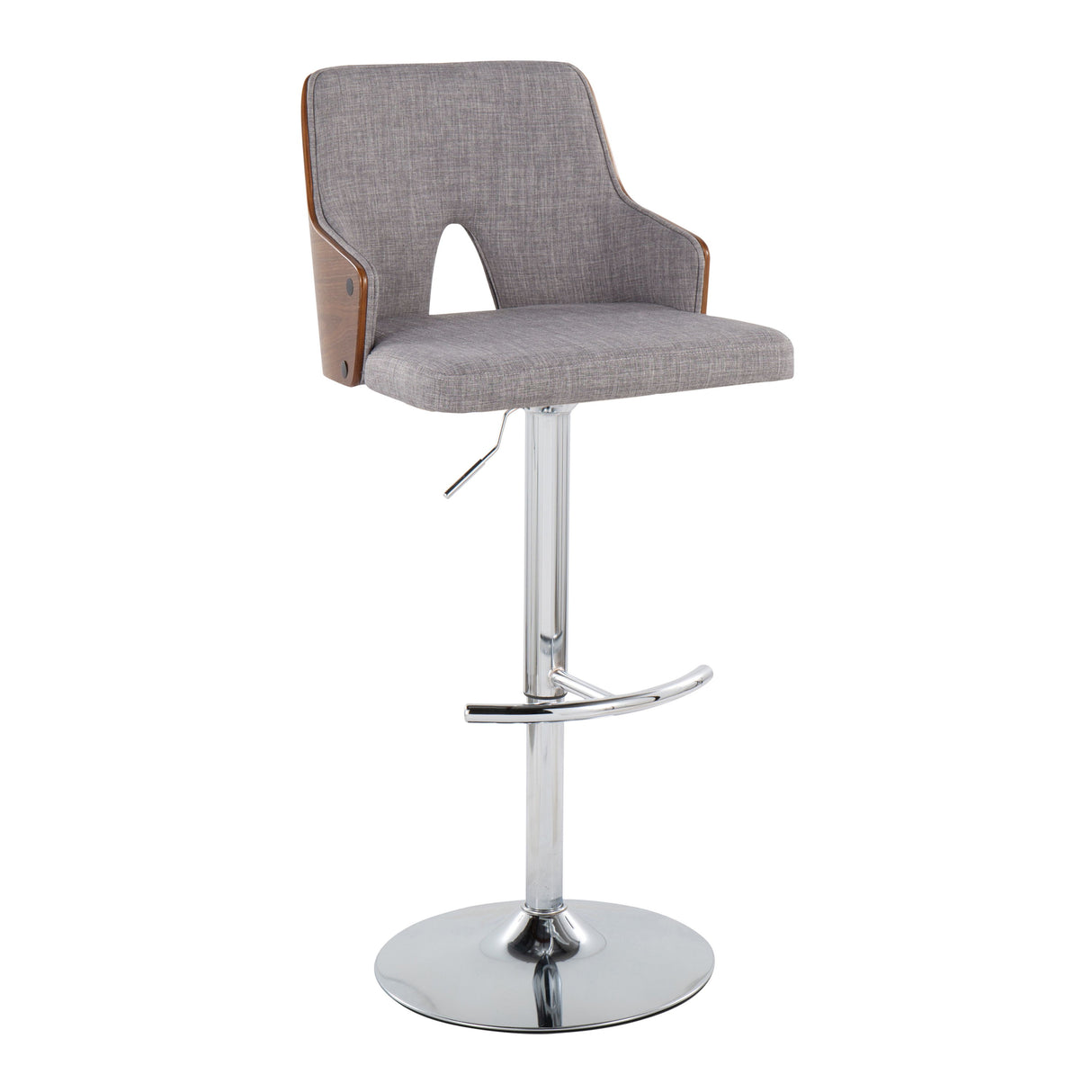 Stella - Contemporary Adjustable Barstool Stool With Swivel With Rounded T Footrest (Set of 2)