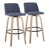 Toriano - Mid-Century Modern Fixed Height BarStool With Round Footrest (Set of 2)