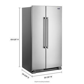 36" Wide Side-By-Side Refrigerator - 25 Cubic Feet - Fingerprint Resistant Stainless Steel - Pearl Silver