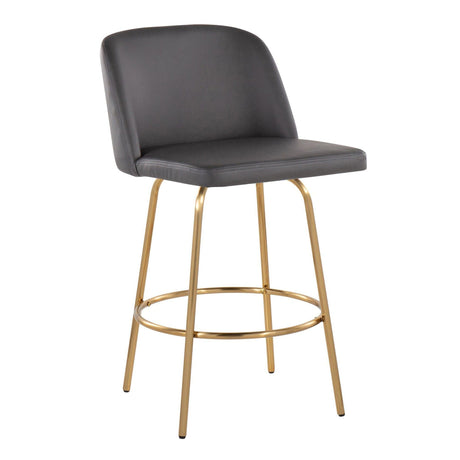 Toriano - 26" Fixed-height Counter Stool (Set of 2) - Dark Gray And Gold