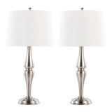 Sawyer - 30" Metal Table Lamp - Brushed Nickel And White Linen from Grandview Gallery (Set of 2)