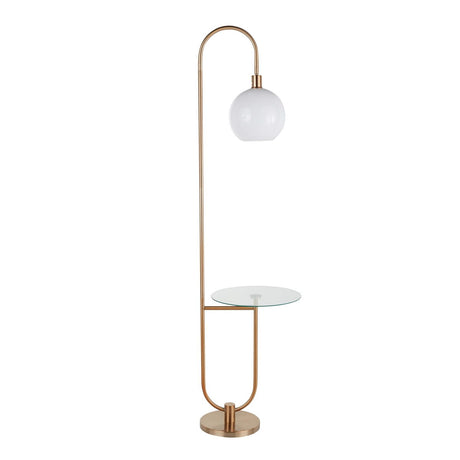 Trombone - Floor Lamp - Gold Metal With Clear Glass Shelf