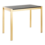 Fuji - Counter Table - Gold Metal And Black Wood Grain Top