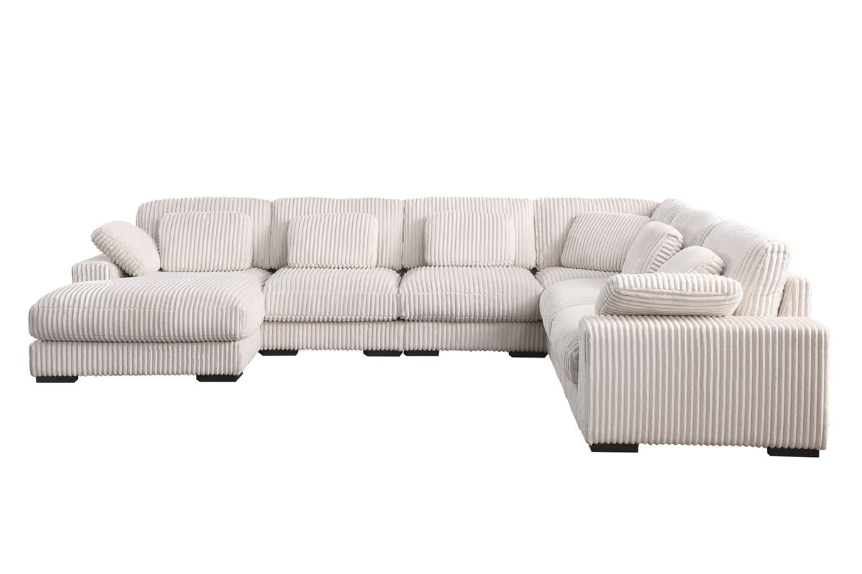 Nadine - Beige Corduroy Corner Sectional Sofa With Left Facing Chaise