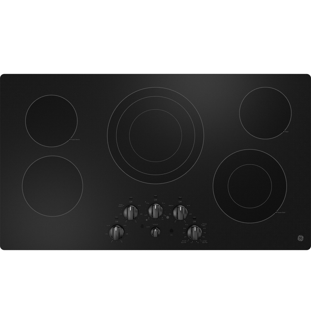 GE(R) 36" Built-In Knob Control Electric Cooktop - (JEP5036DTBB)