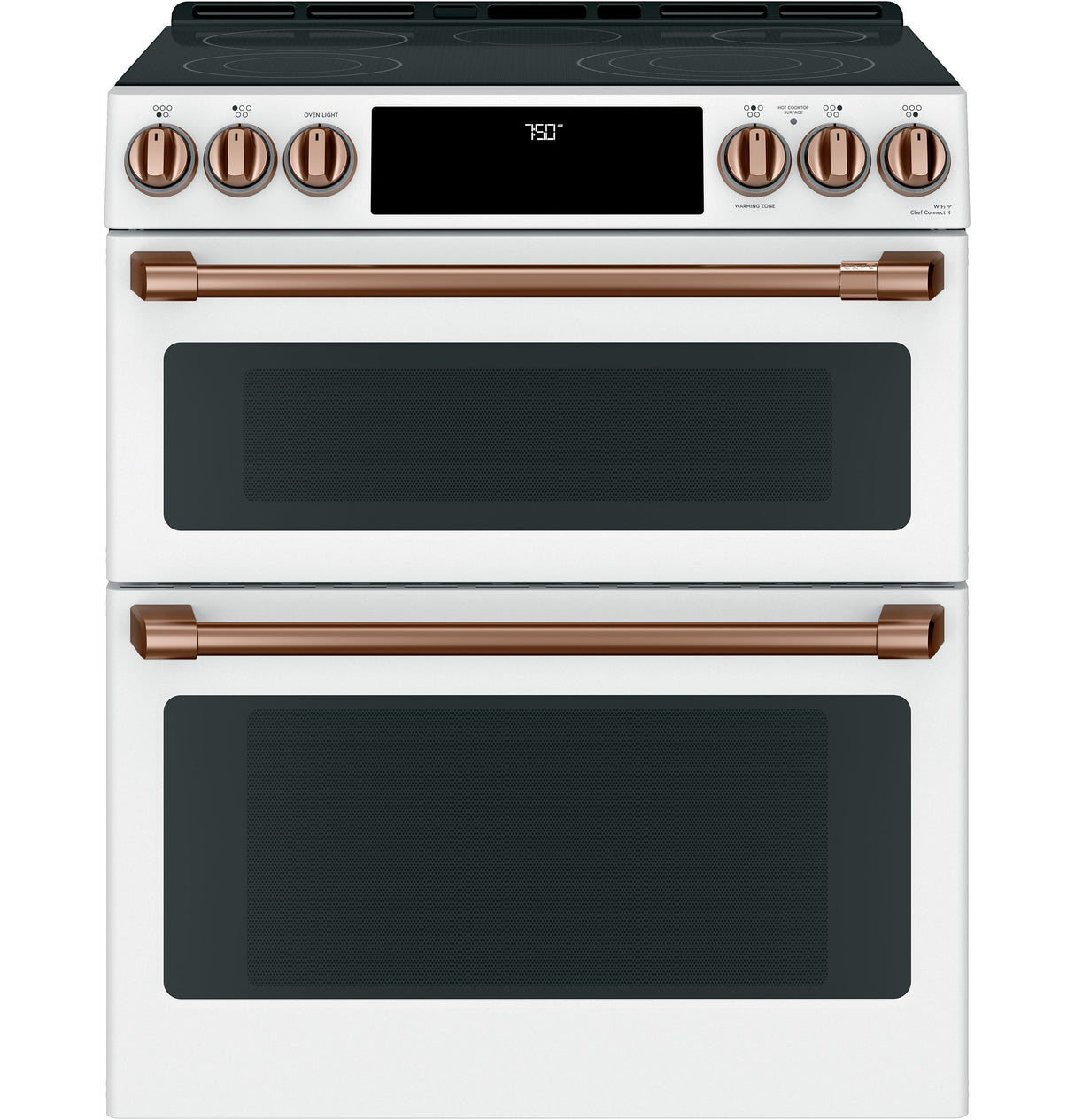 Caf(eback)(TM) 30" Smart Slide-In, Front-Control, Radiant and Convection Double-Oven Range - (CES750P4MW2)