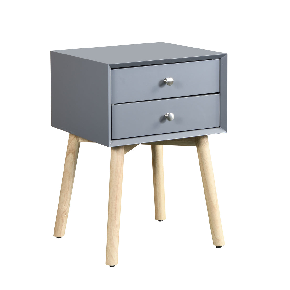 Bedside Table With 2 Drawers Mid-Century Modern Storage Cabinet For Bedroom