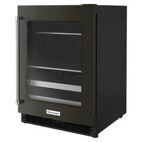 24" Beverage Center With Glass Door And Metal-Front Racks - Black