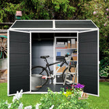 Resin Outdoor Storage Shed Waterproof Shed With Floor & Two Windows & Lockable Door, Tool Shed For Garden, Patio, Backyard