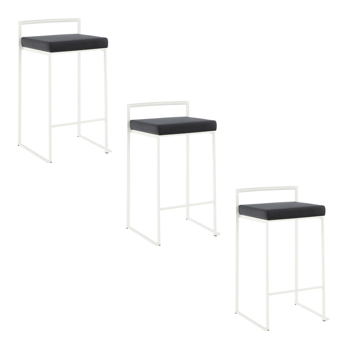 Fuji - Stackable Counter Stool - White Base (Set of 2)