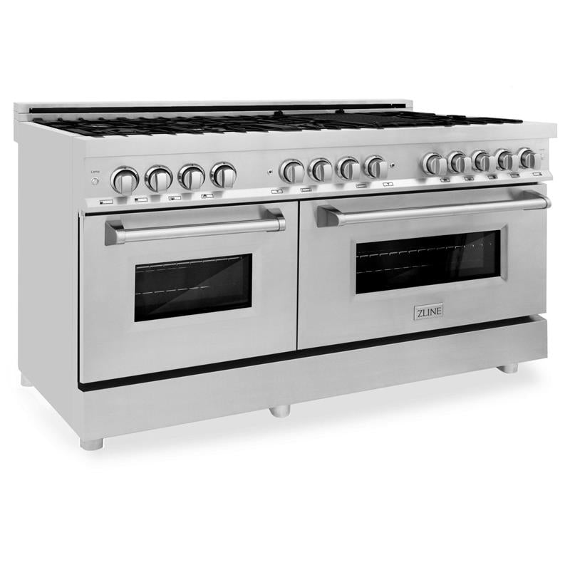 ZLINE 60 in. 7.4 cu. ft. Dual Fuel Range with Gas Stove and Electric Oven in Stainless Steel with Color Options (RA60) [Color: Stainless Steel] - (RA60)