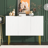 Modern Simple & Luxury Style Sideboard Particle Board & Board Cabinet With Gold Metal Legs & Handles, Adjustable Shelves For Living Room, Dining Room