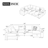 U-Shaped Sectional Sofa Pull-Out Sofa Bed With Two USB Ports, A Storage Chaise Lounge And Four Back Pillows For Living Room