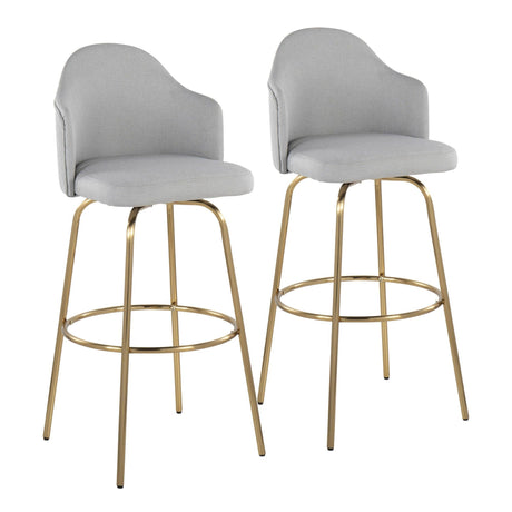 Ahoy - Fixed-Height Bar Stool - Metal Legs And Round Metal Footrest With Fabric Seat (Set of 2)