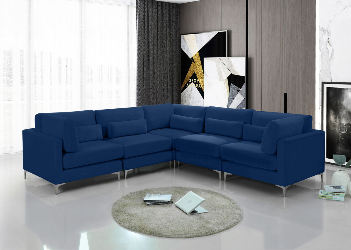 Julia - Modular Sectional 5 Piece - Fabric - Navy