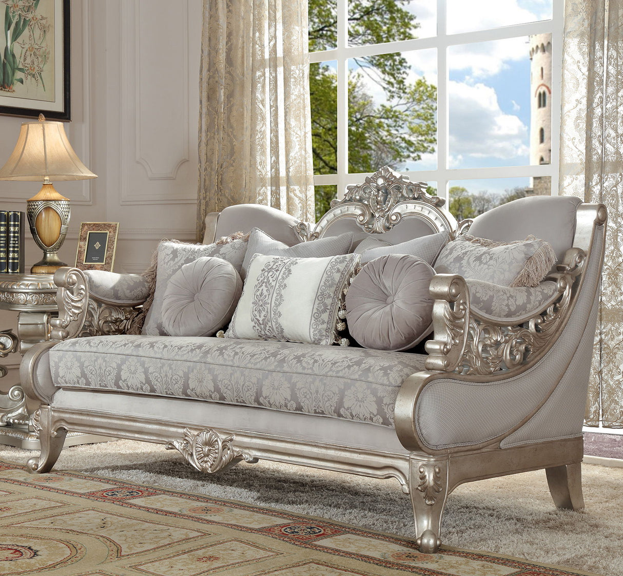 HD-2662 - 3 Piece Sofa Set - Pearl Silver