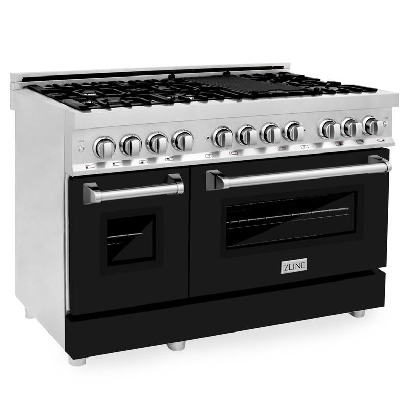 ZLINE 48 in. Dual Fuel Range with Gas Stove and Electric Oven in Stainless Steel (RA48) [Color: Black Matte] - (RABLM48)