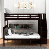 Stairway Bunk Bed With Storage And Guard Rail For Bedroom