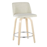 Toriano - 24" Fixed-Height Counter Stool (Set of 2) - Natural & Chrome Round Base