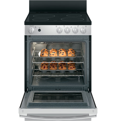 GE(R) 24" Free-Standing/Slide-in Front Control Range with Steam Clean and Large Window - (JAS640RMSS)