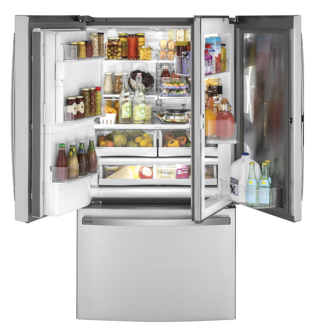 GE Profile(TM) Series 22.1 Cu. Ft. Counter-Depth Fingerprint Resistant French-Door Refrigerator with Door In Door and Hands-Free AutoFill - (PYD22KYNFS)