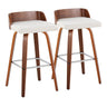 Maya - 30" Fixed-Height Barstool (Set of 2) - Walnut & Silver Base