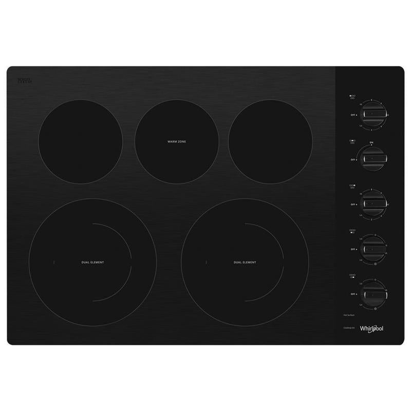 30-inch Electric Ceramic Glass Cooktop with Two Dual Radiant Elements - (WCE77US0HB)