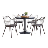 Dakota Winston - 5 Piece Contemporary Dining Set - Black / Brown / Dark Walnut