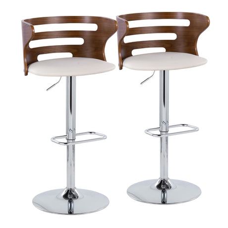 Cosi - Mid Century Modern Adjustable Barstool With Swivel With Rounded Rectangle Footrest (Set of 2)