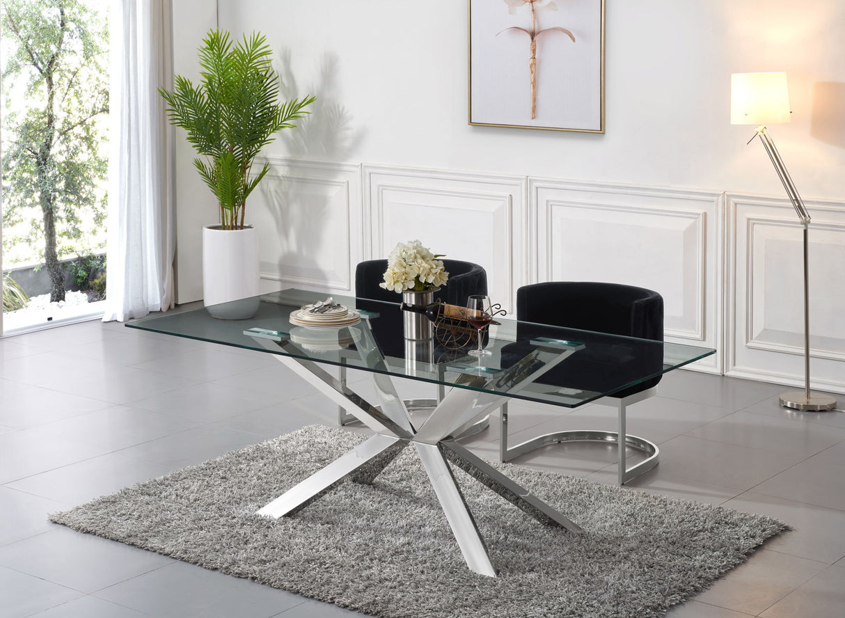 Juno - Dining Table - Pearl Silver - Glass