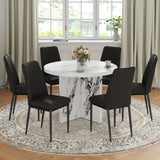 7 Piece Round Dining Table Set, Modern Round Table And 6 Upholstered Chairs For Dining Room, Kitchen Room, Living Room - White / Black