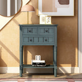 Narrow Console Table, Slim Sofa Table With Three Storage Drawers And Bottom Shelf