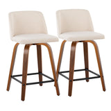 Toriano - 24" Fixed-height Counter Stool (Set of 2) - Cream Noise And Dark Brown