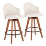 Ahoy - Fixed - Height Counter Stool - Walnut Bamboo Legs And Round Metal Footrest (Set of 2)