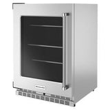 24" Undercounter Refrigerator With Glass Door And Shelves With Metallic Accents - Pearl Silver