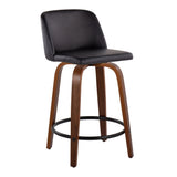 Toriano - Mid Century Modern, Fixed Height Counter Stool & Swivel And Round Footrest (Set of 2)