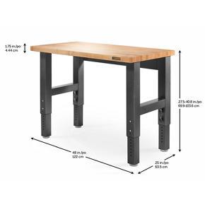 4' Adjustable Height Hardwood Workbench - Hammered Granite