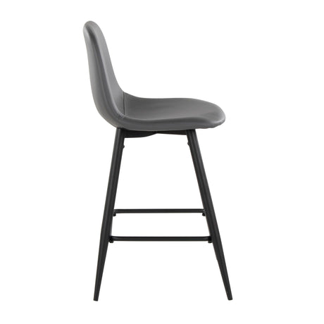 Pebble - 24" Fixed-height Counter Stool (Set of 2) - Gray And Black