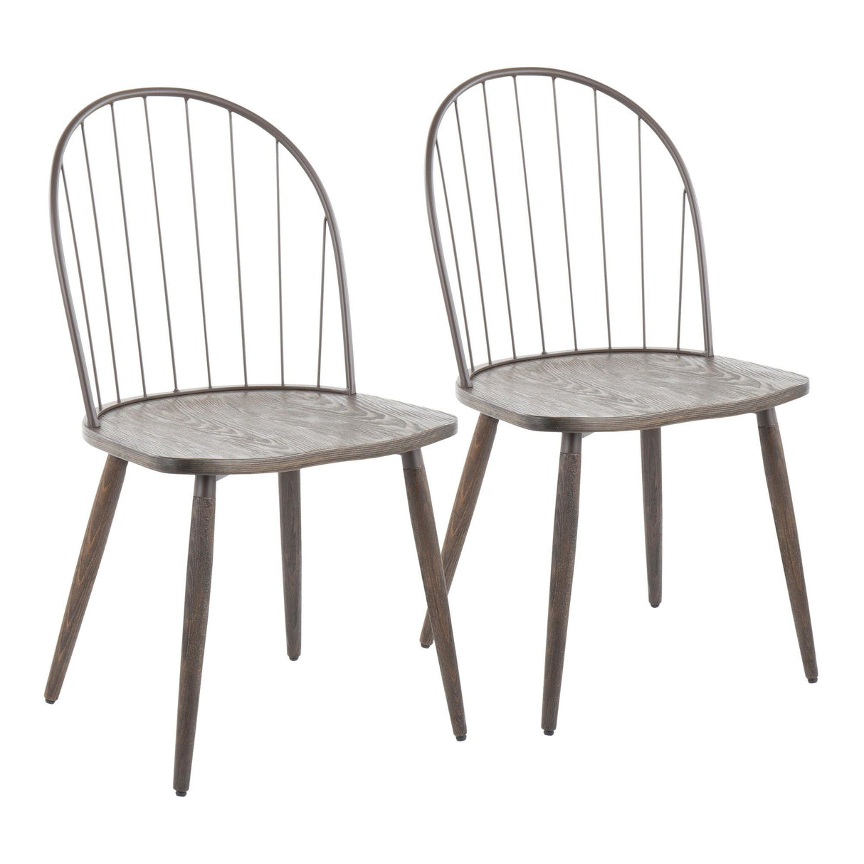 Riley - High Back Armless Chair - Bronze Metal And Dark Walnut Wood (Set of 2)