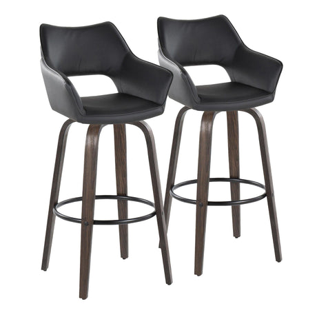 Mustang - 30" Fixed-Height Barstool With Swivel - Walnut Glazed Wood (Set of 2)