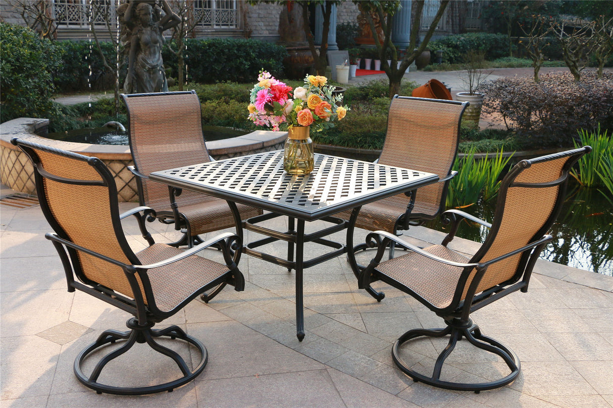 Square 4 Person 43.19" Long Aluminum Dining Set