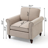 Modern Upholstered Accent Chair Armchair, Fabric Reading Living Room Side Chair, Single Sofa - Light Beige