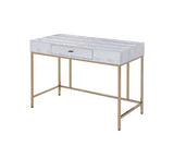 Piety - Vanity Desk - Silver PU & Champagne Finish