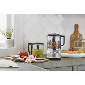 5 Cup Food Chopper With Extra Work Bowl And Lid - Contour Silver