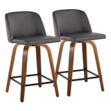 Toriano - 24" Fixed-Height Counter Stool (Set of 2) - Walnut & Black Base