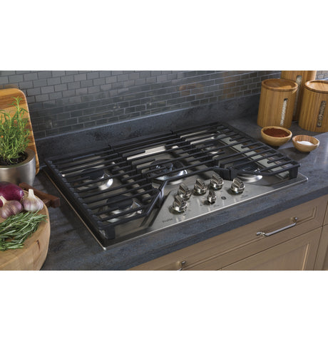 GE Profile(TM) 30" Built-In Tri-Ring Gas Cooktop with 5 Burners and Included Extra-Large Integrated Griddle - (PGP9030SLSS)