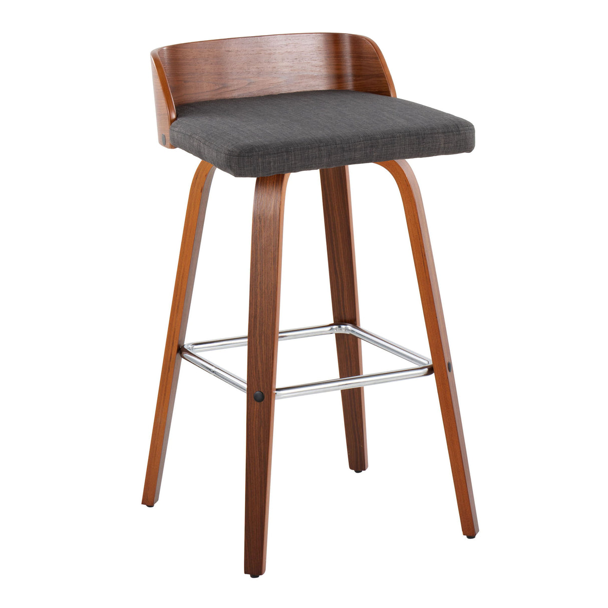 Maya - Mid Century Modern Fixed Height Barstool With Swivel With Square Footrest (Set of 2)