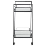 Curltis - 2-Tier Rectangular Glass Shelf Metal Bar Cart - Black