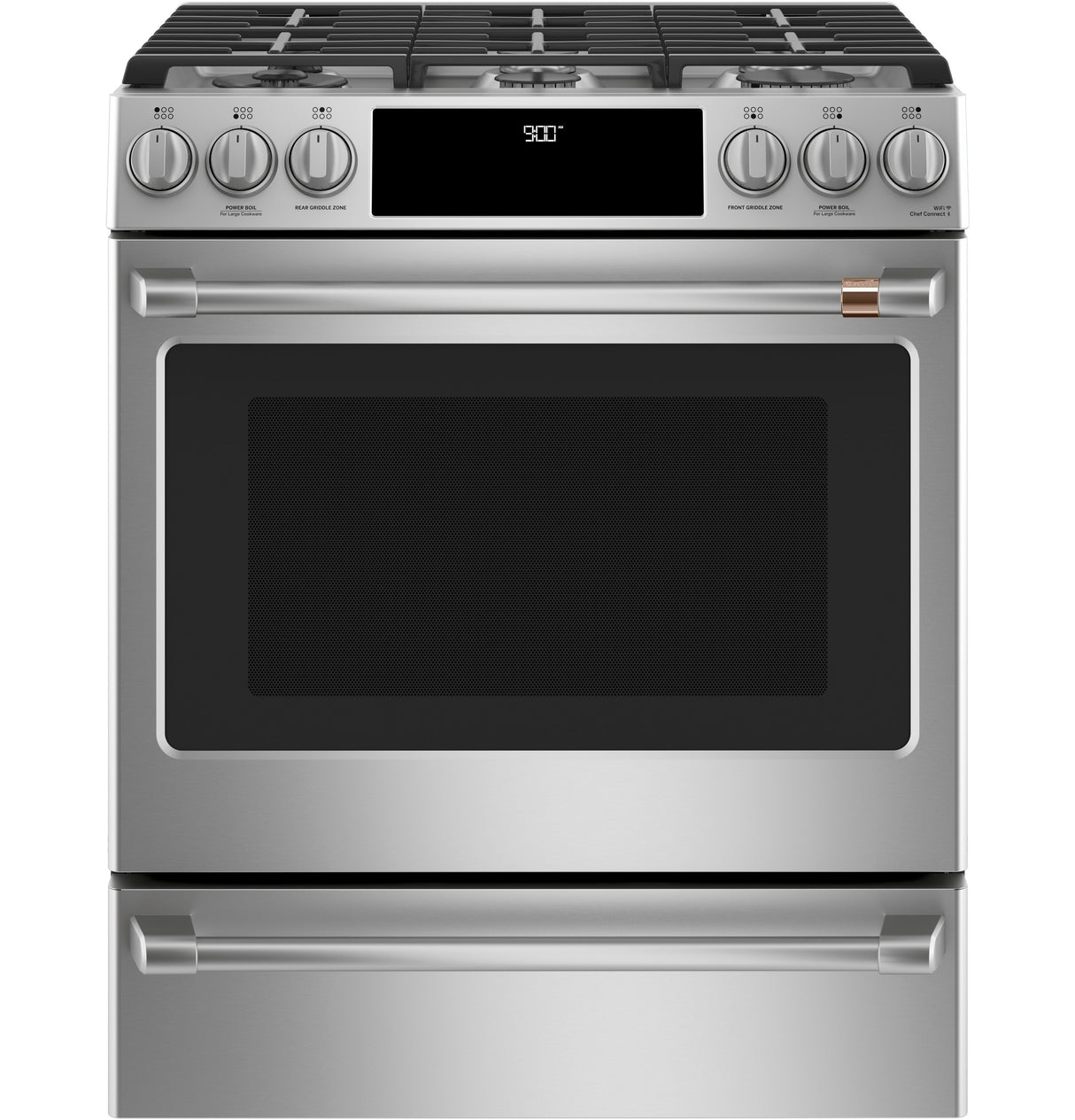 Caf(eback)(TM) 30" Smart Slide-In, Front-Control, Dual-Fuel Range with Warming Drawer - (C2S900P2MS1)